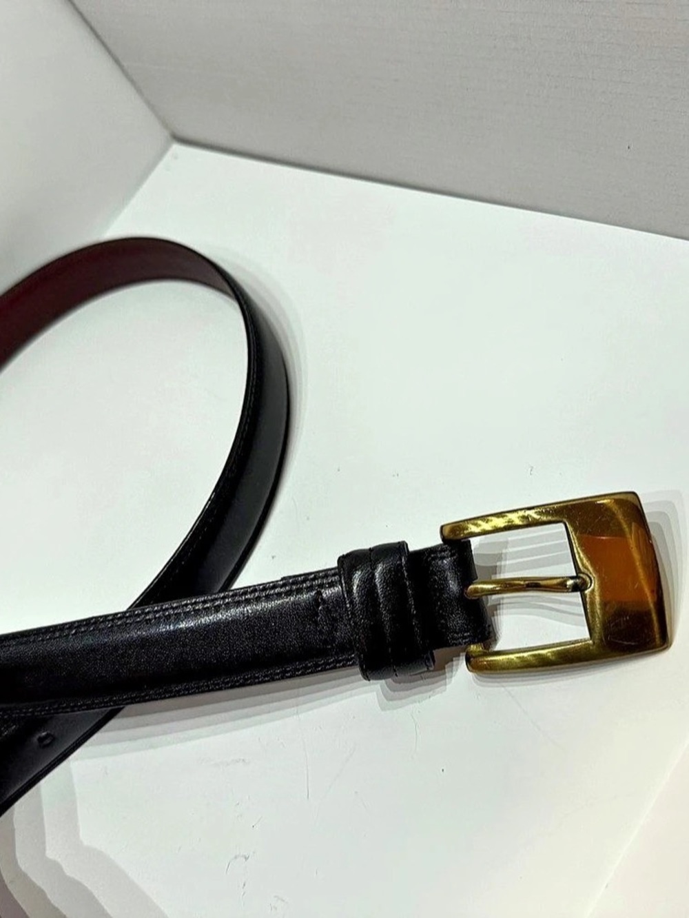 Brighton Leather Belt with Gold-Tone Buckle in Black & Brown
